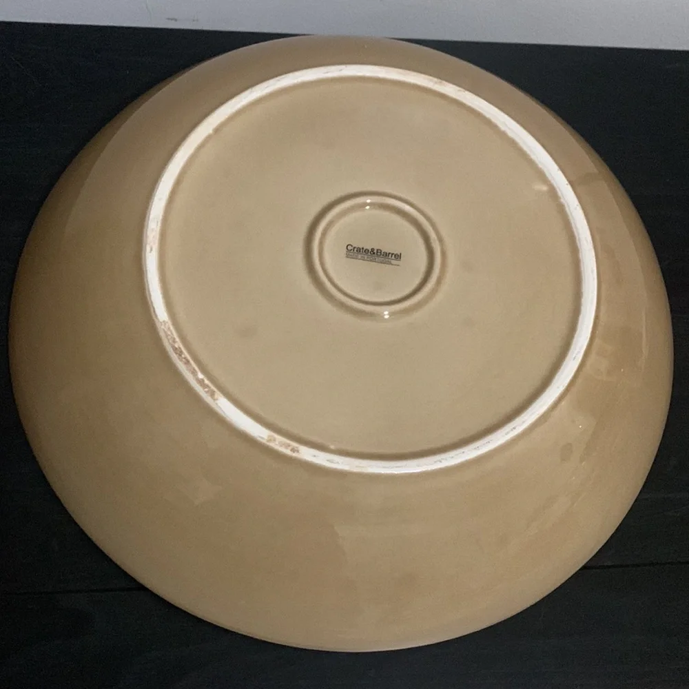 Crate & Barrel Made in Portugal - Oversized Bowl w/ Leaf Branch Impression - 14”